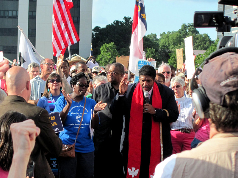 Rev. Dr. William Barber speaking at a Moral Monday rally